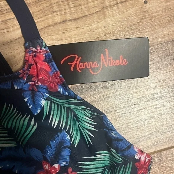 NWT - Hanna Nikole 2 Pieces Athletic Tankini Swimsuits with Shorts Sz 16W - Picture 2 of 10